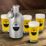Stainless Steel Growler with Pint Glass Set