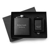 6oz Black Matte Flask and Lighter Gift Set