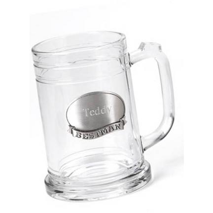 Glass Mug w/ Pewter Medallion