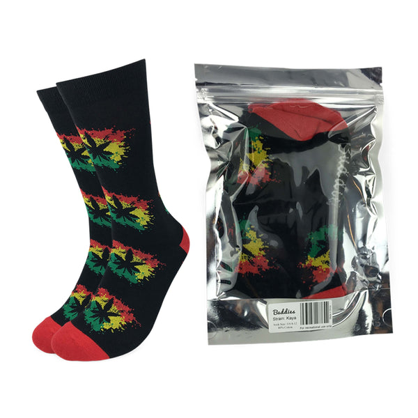 Buddies Marijuana Socks For Men-Hemp Leaf Socks Crew Socks-Crazy Dress Socks