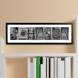 Architectural Elements II Black and White Family Name Prints